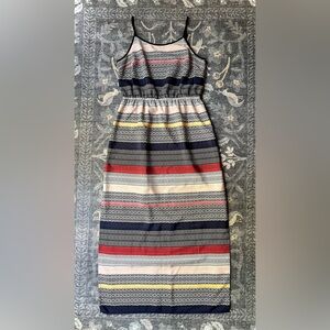 Vince Camuto Geometric Patterned Striped Multicolored Maxi Dress
